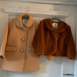 Sofia Grainge X Amazon Essentials Kids Tan Dress Coat and Faux Fur Jacket